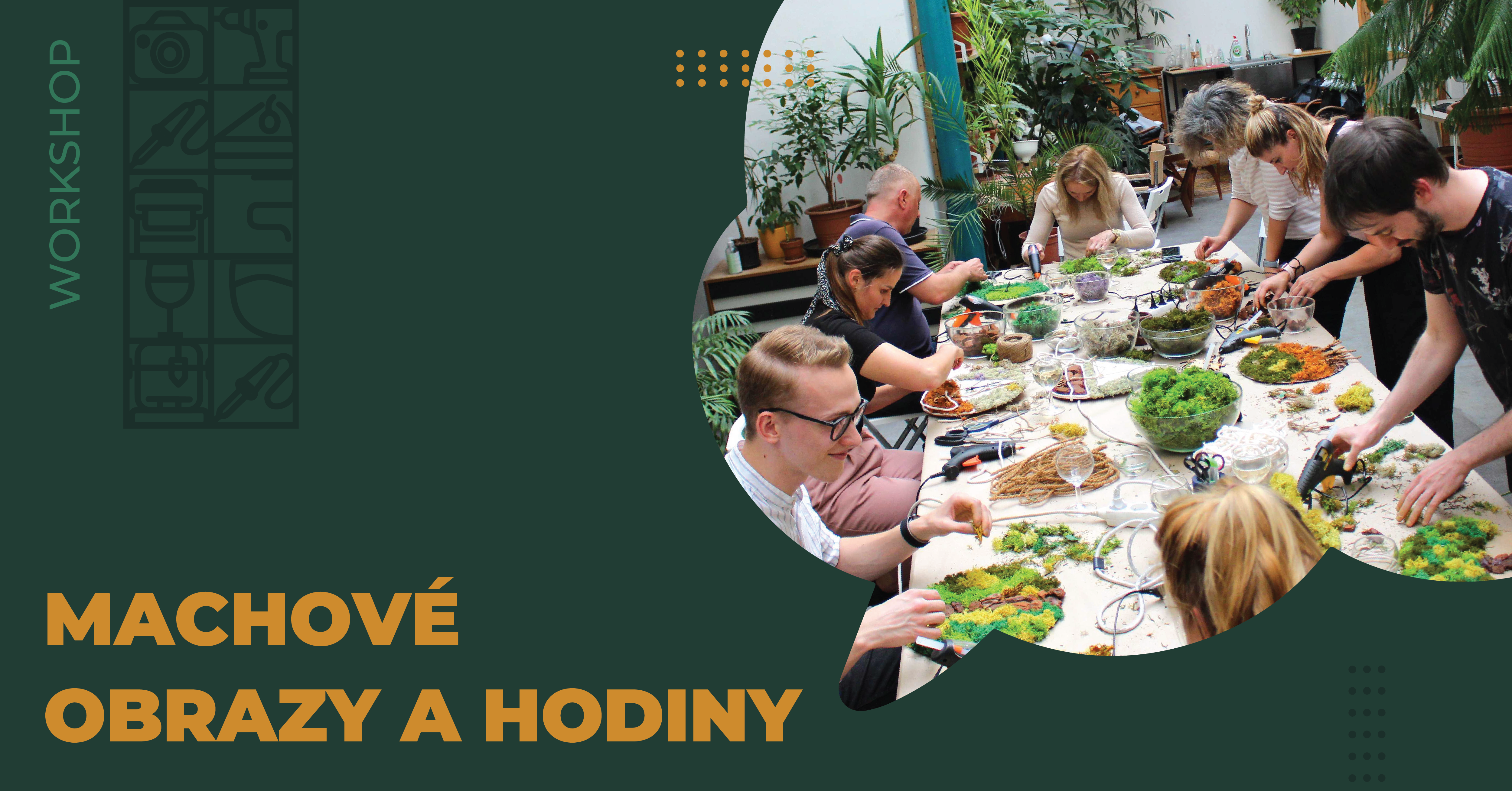 machové obrazy a hodiny